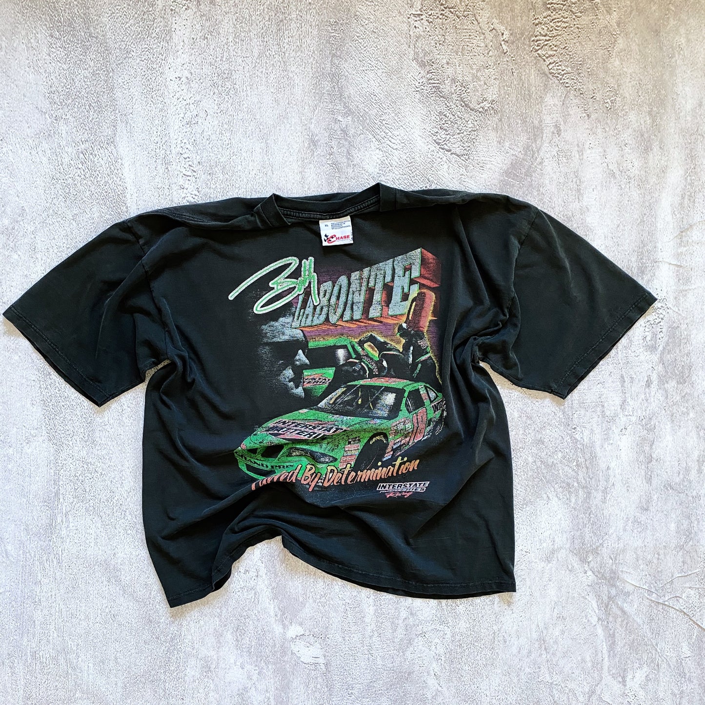 VINTAGE FADED BOBBY LABONTE NASCAR TEE-1990'S SIZE XL