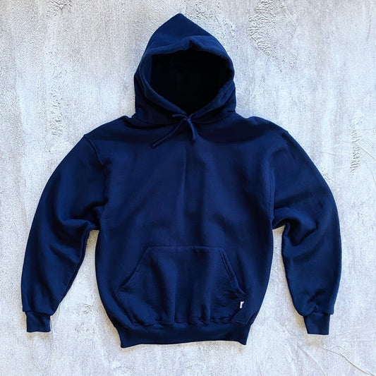 VINTAGE NAVY BLUE RUSSELL ATHLETIC HOODIE-1990'S SIZE M