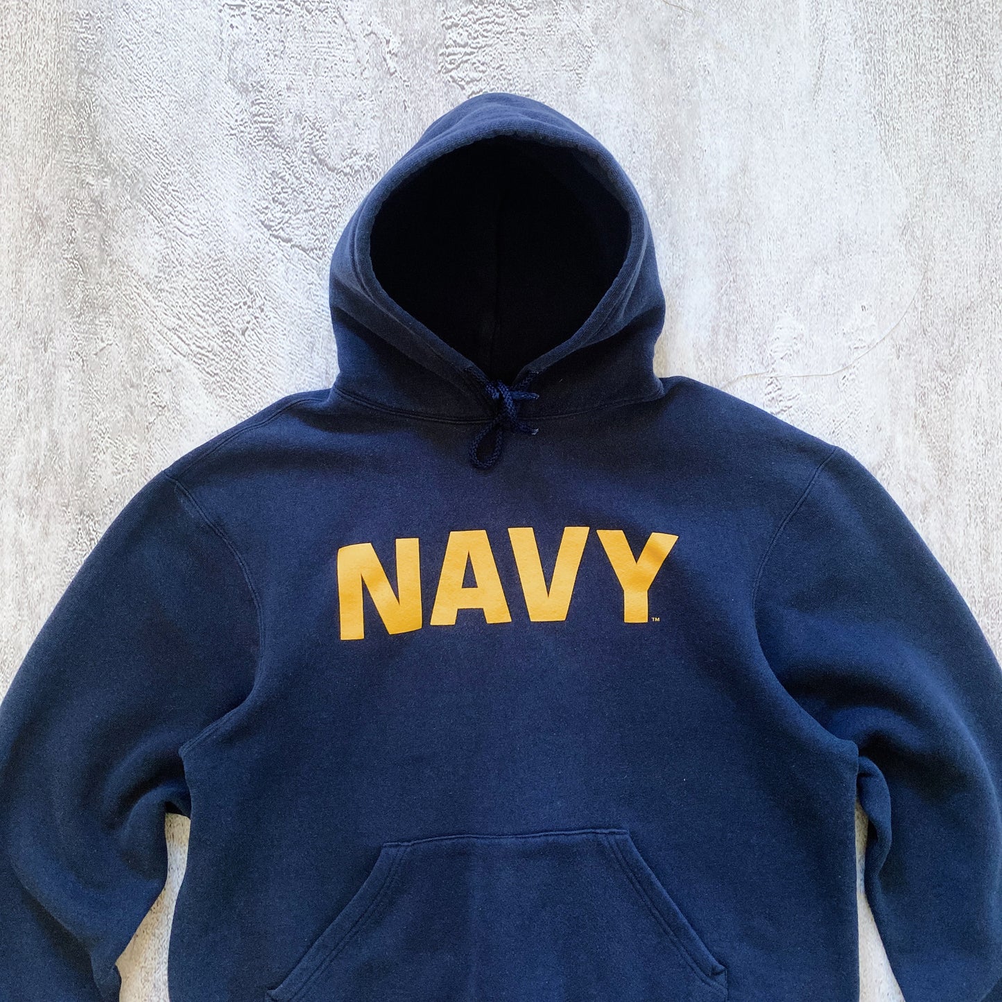 VINTAGE BLUE NAVY HOODIE- 1990'S SIZE L