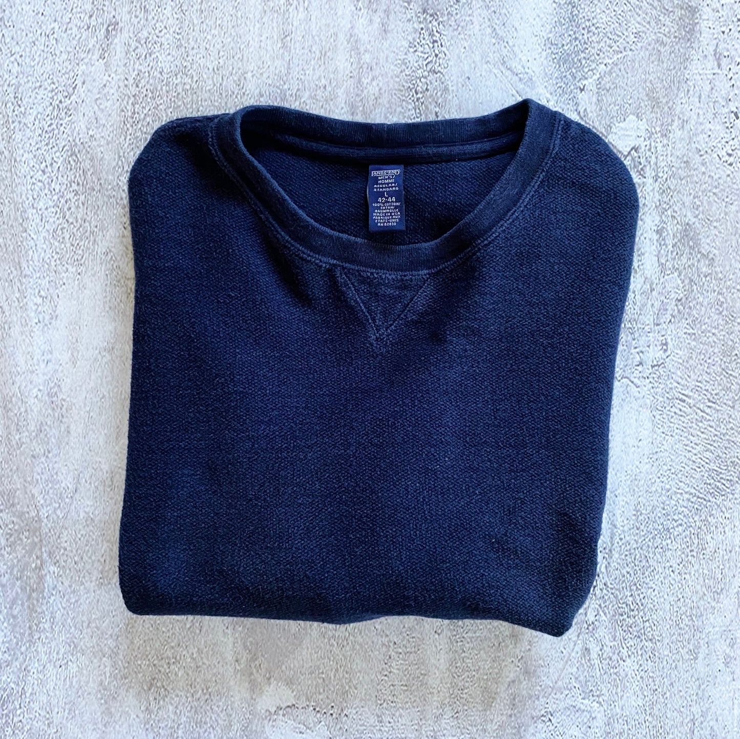 VINTAGE FADED NAVY BLUE LANDS'END SWEATSHIRT-1990'S SIZE L