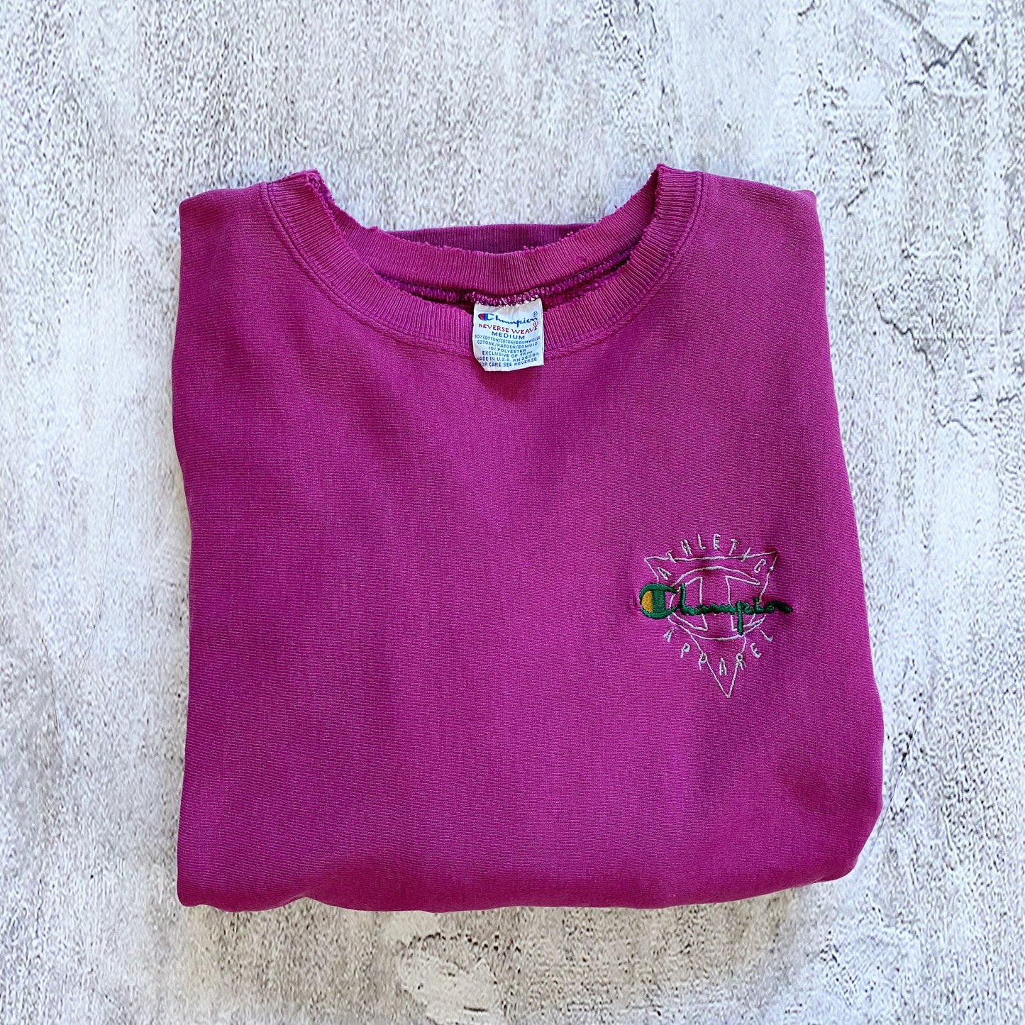 VINTAGE PINK FUCHSIA CHAMPIONS REVERSE WEAVE SWEATSHIRT-1980'S SIZE S/M