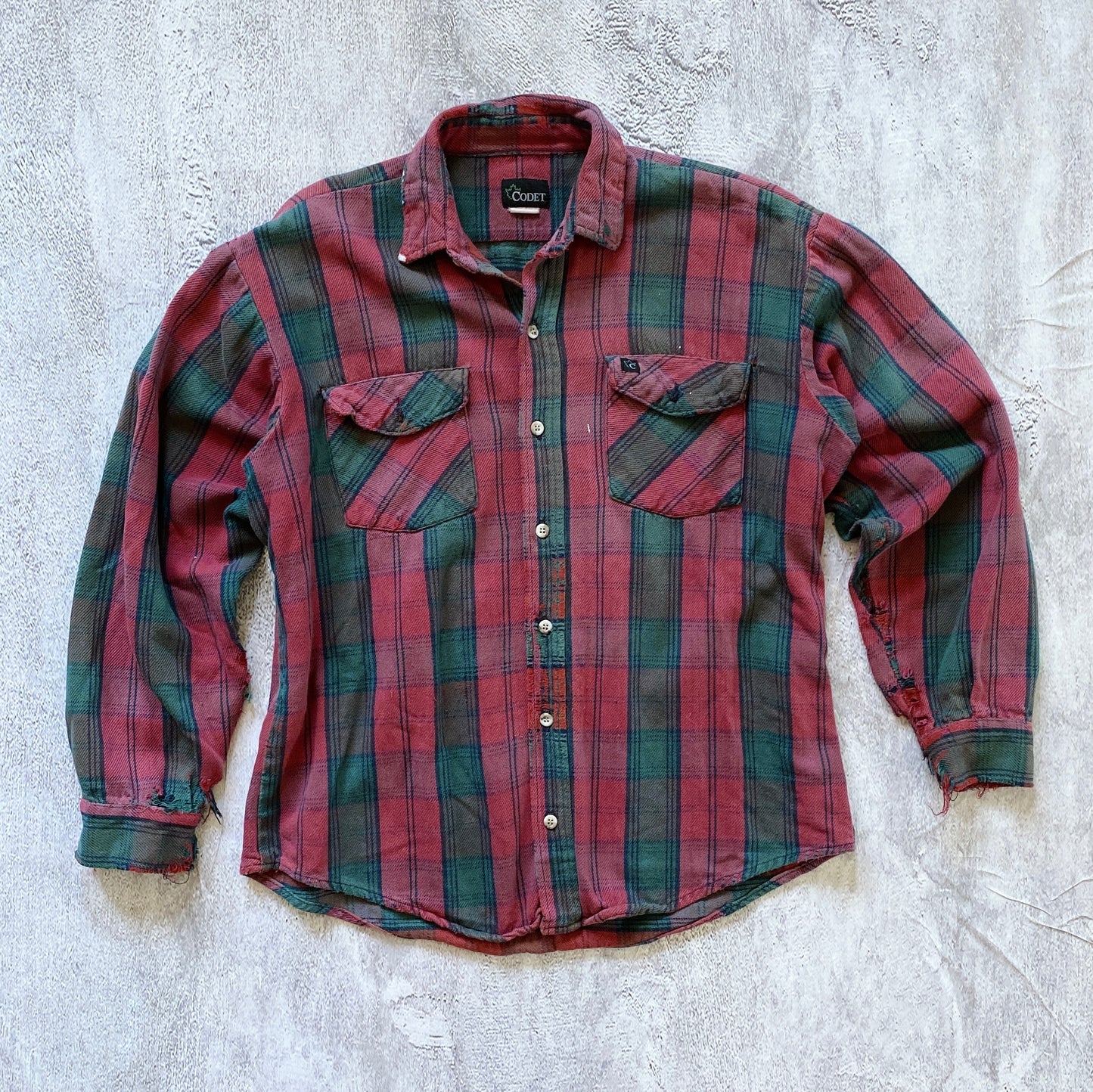 VINTAGE CODET LONG SLEEVE BUTTON DOWN FLANNEL-1990'S SIZE L