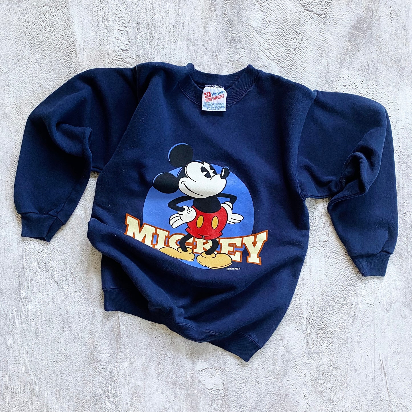 VINTAGE NAVY BLUE MICKEY MOUSE SWEATSHIRT-1990'S SIZE S