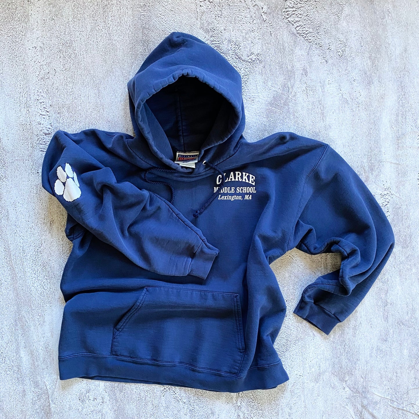 VINTAGE CLARKE FADED BLUE HOODIE-1990'S SIZE M