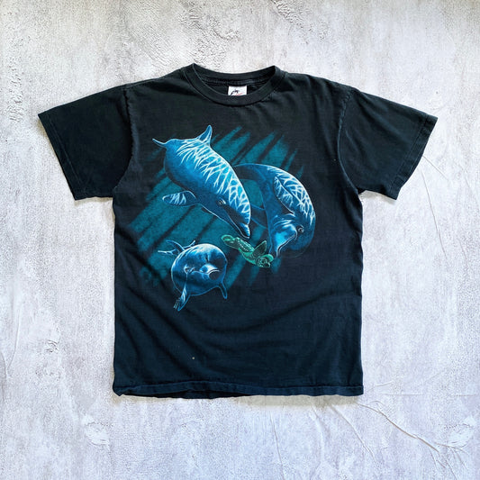 VINTAGE SINGLE STITCH DOLPHINS TEE-1990'S SIZE M/L