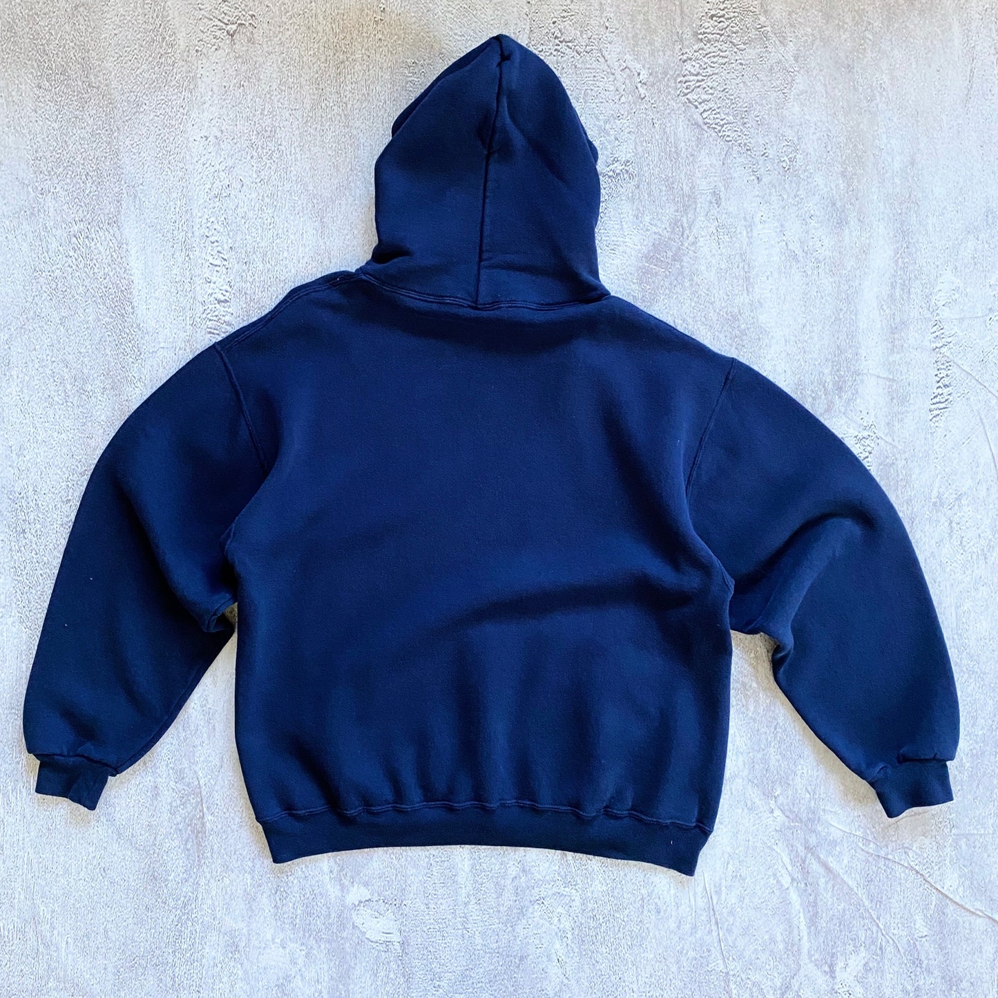 VINTAGE NAVY BLUE RUSSELL HOODIE-1990'S SIZE XL