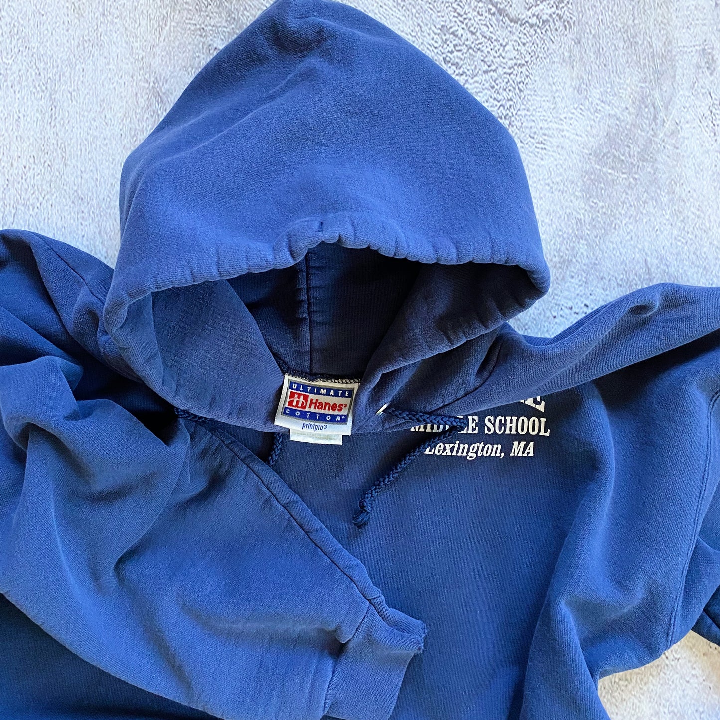 VINTAGE CLARKE FADED BLUE HOODIE-1990'S SIZE M