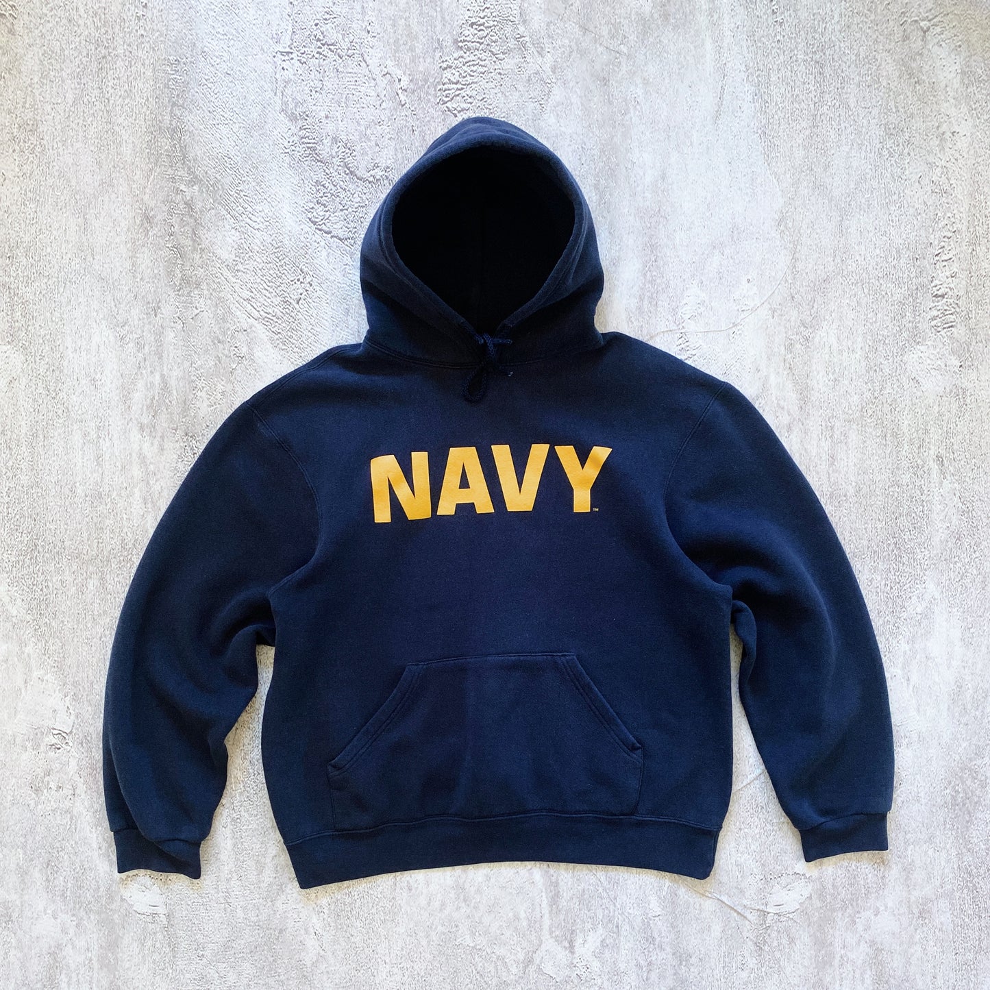 VINTAGE BLUE NAVY HOODIE- 1990'S SIZE L