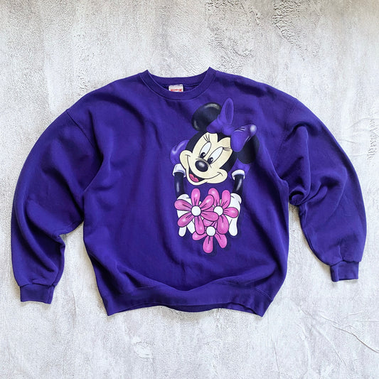 VINTAGE PURPLE MINNIE MOUSE SWEATSHIRT-1990'S SIZE XXL/XL