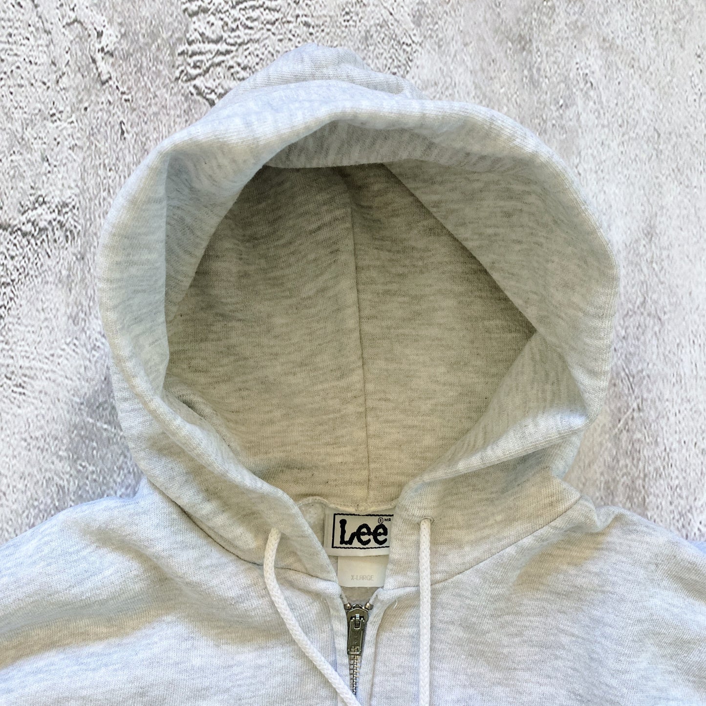 VINTAGE HEATHER GREY LEE ZIP UP HOODIE- 1990'S SIZE XL