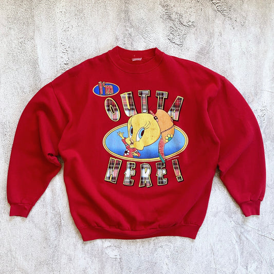 VINTAGE RED TWEETY BIRD SWEATSHIRT-1990'S SIZE XL