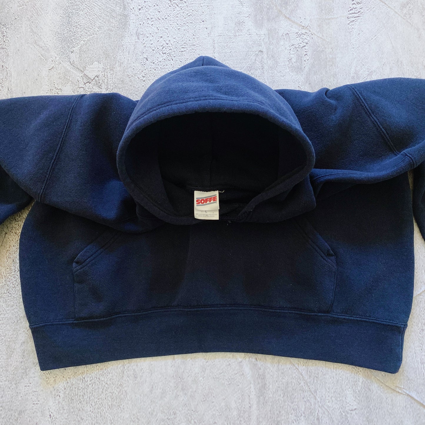 VINTAGE BLUE NAVY HOODIE- 1990'S SIZE L