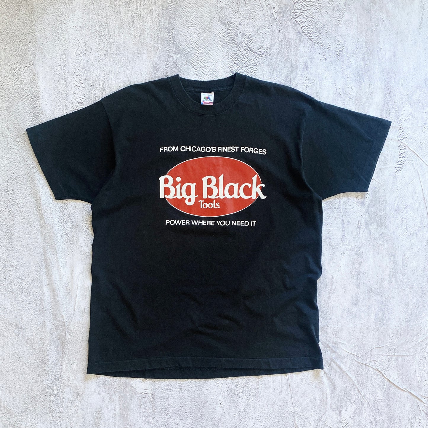 VINTAGE SINGLE STITCH "BIG BLACK TOOLS" BAND TEE-1990S XL