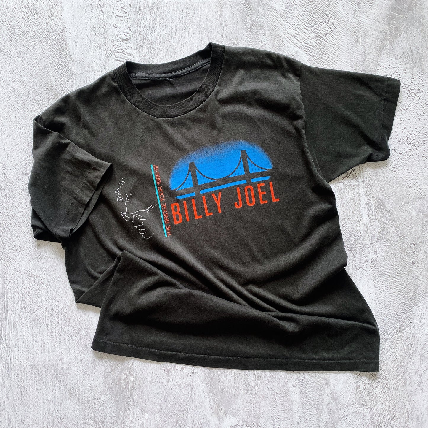 VINTAGE SINGLE STITCH BILLY JOEL THE BRIDGE TOUR TEE-1980'S SIZE S