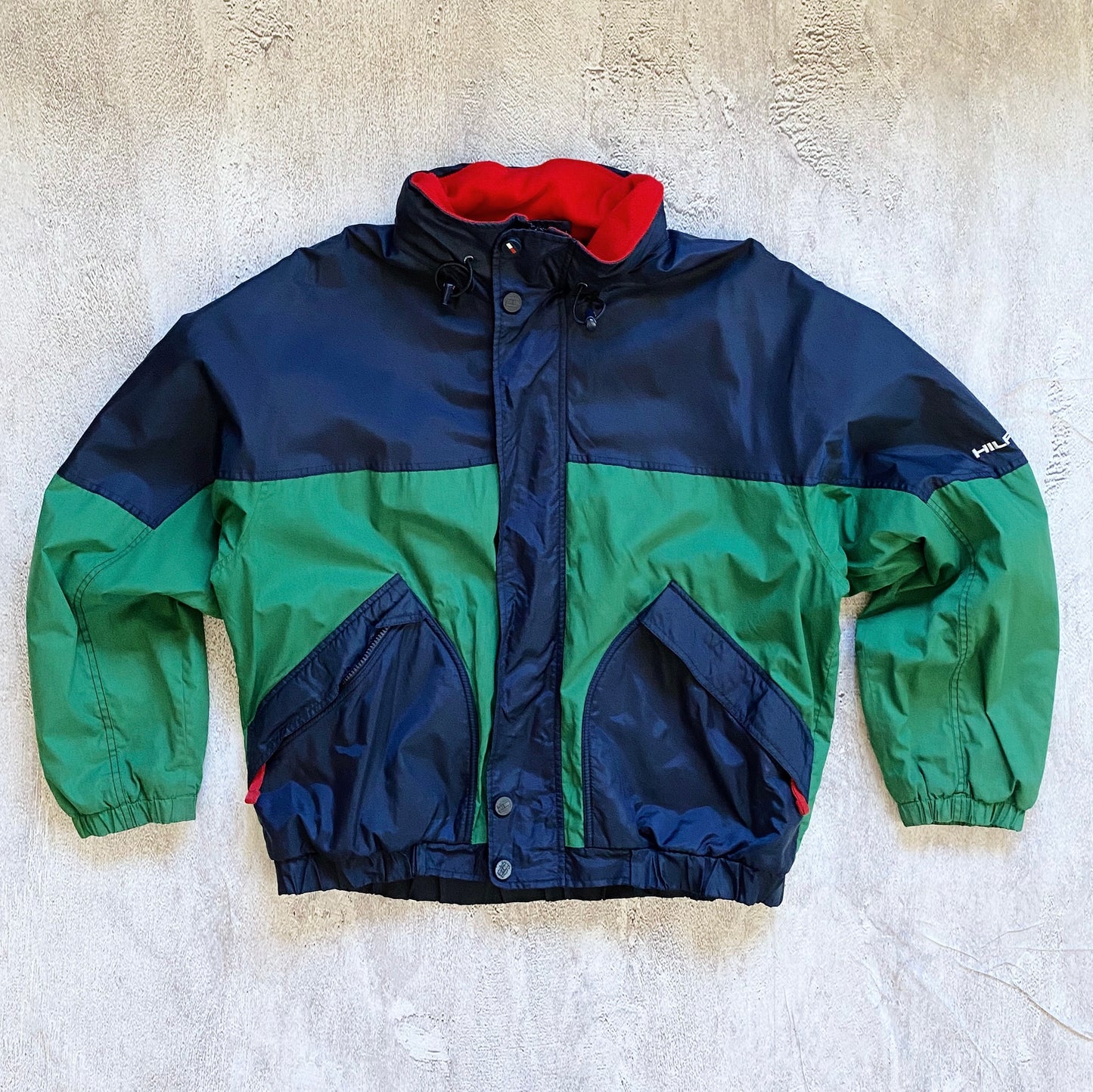 VINTAGE BLUE/GREEN TOMMY HILFIGER JACKET-1990'S SIZE L