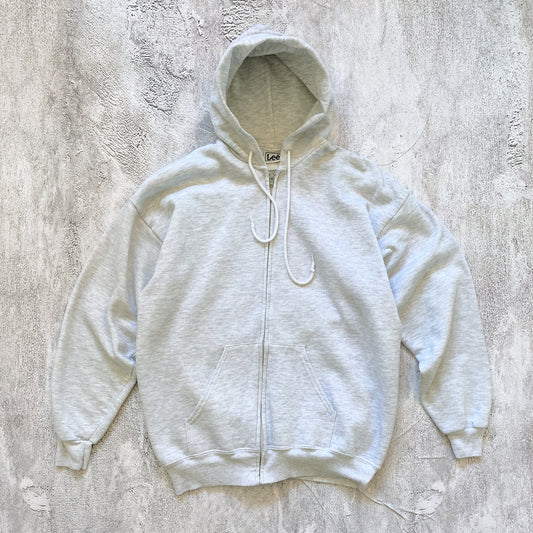 VINTAGE HEATHER GREY LEE ZIP UP HOODIE- 1990'S SIZE XL