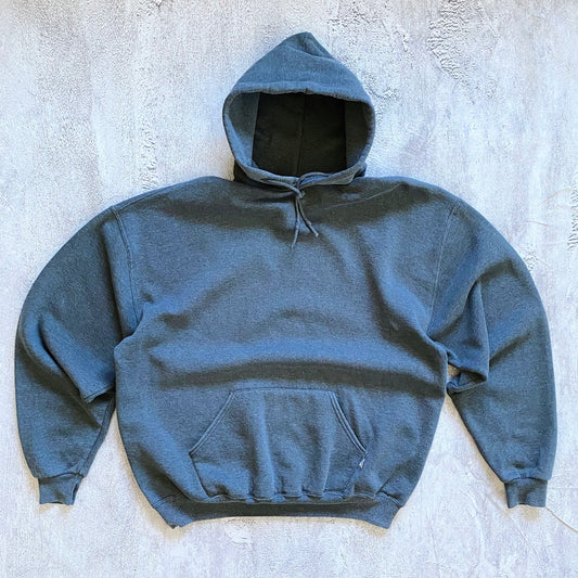 VINTAGE BOXY DARK GREY RUSSELL ATHLETIC HOODIE-2000'S SIZE XXL/XL