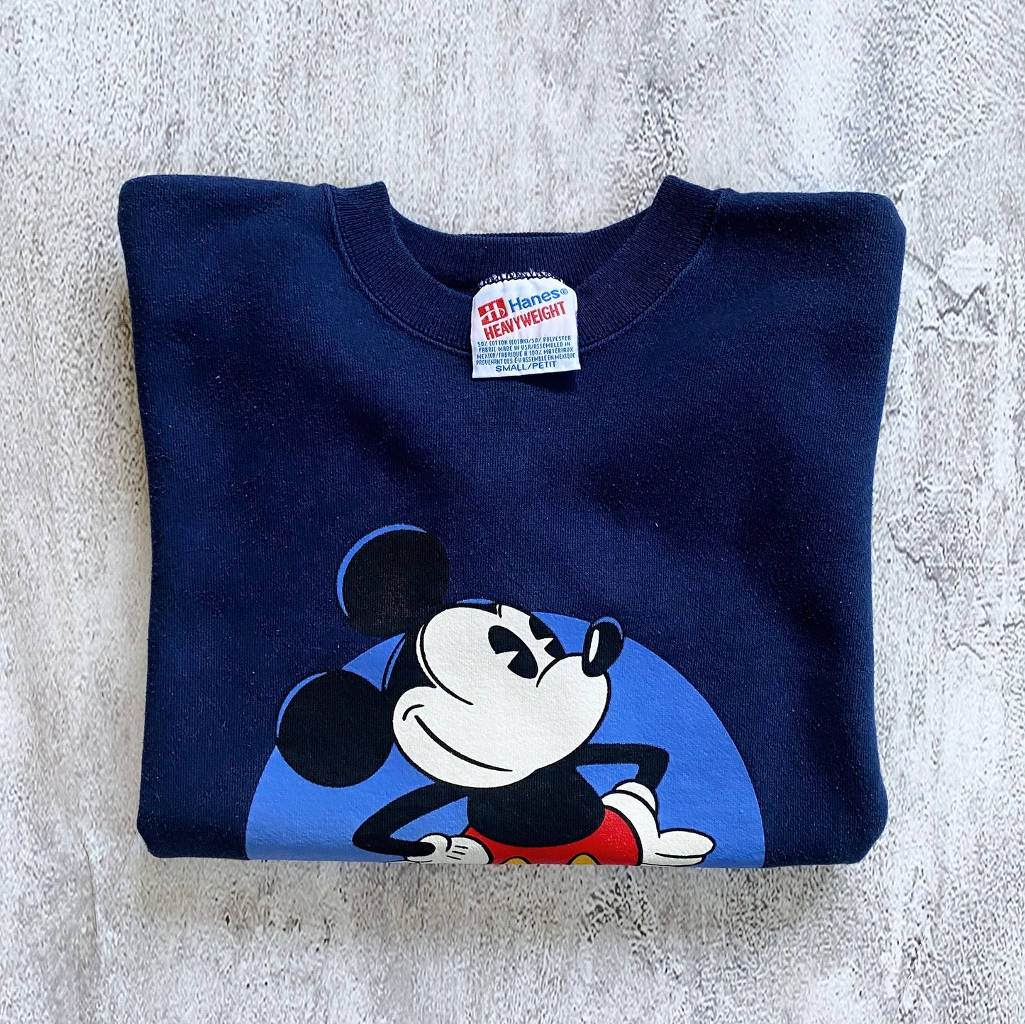 VINTAGE NAVY BLUE MICKEY MOUSE SWEATSHIRT-1990'S SIZE S