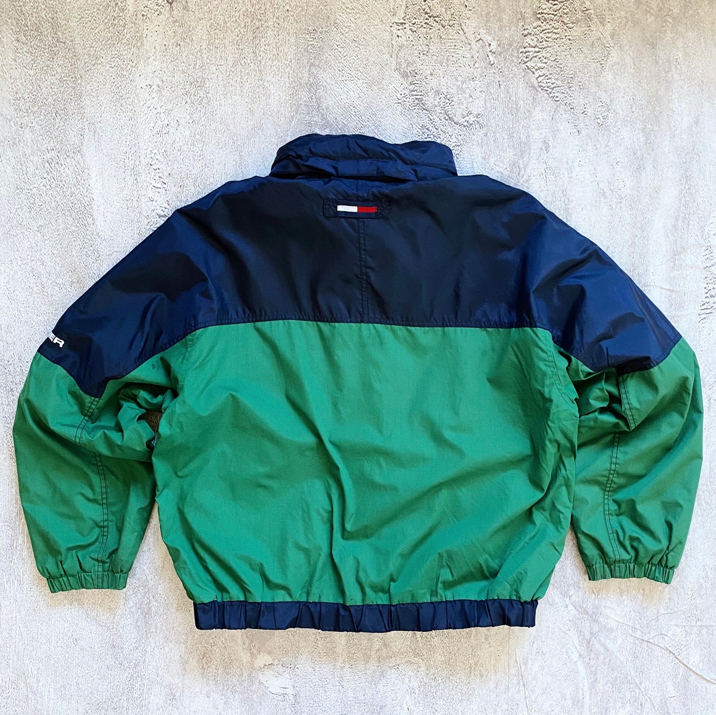 VINTAGE BLUE/GREEN TOMMY HILFIGER JACKET-1990'S SIZE L