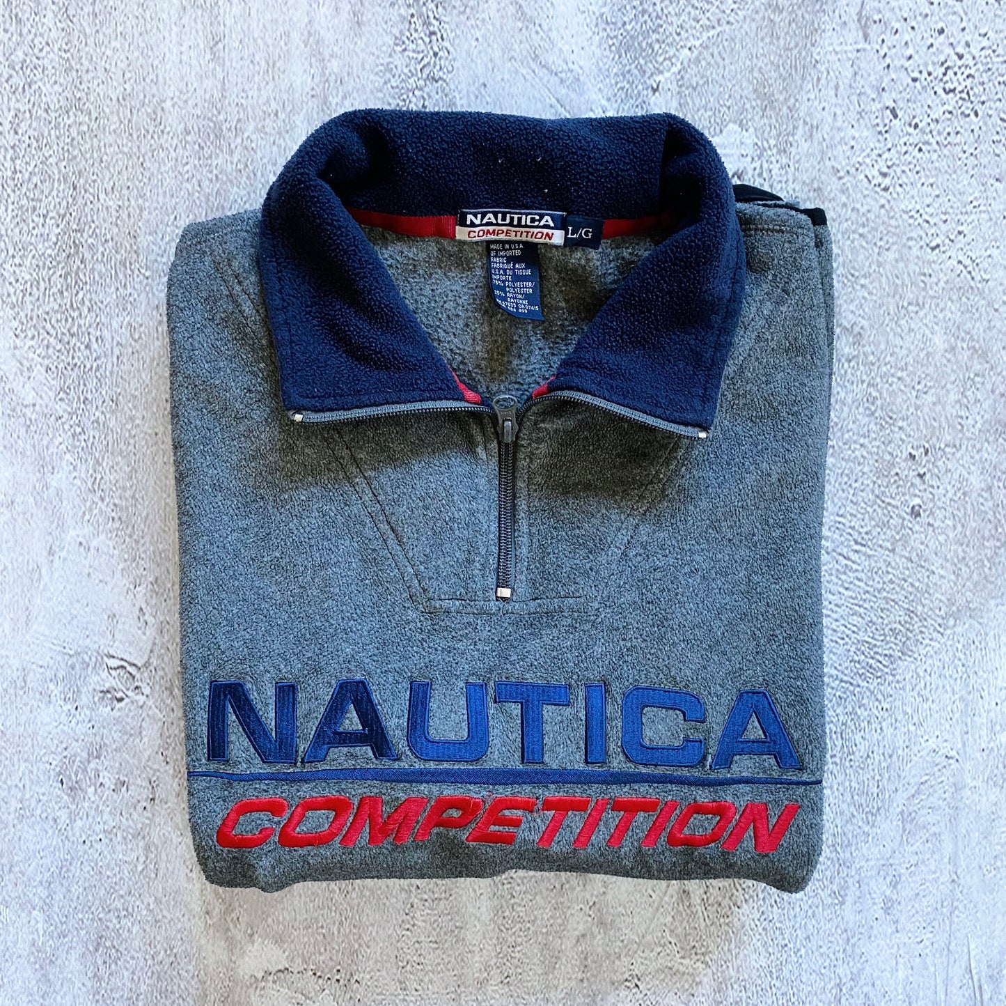 VINTAGE NAUTICA COMPETITION QUARTER ZIP UP FLEECE-1990'S SIZE L