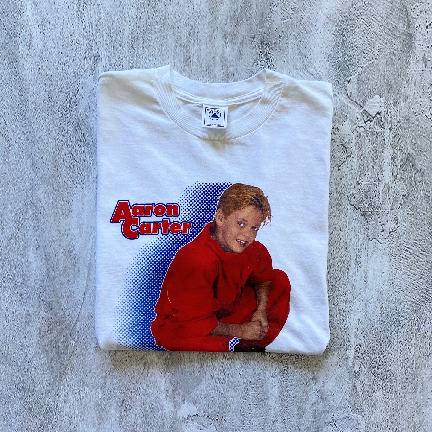 VINTAGE WHITE AARON CARTER TEE- EARLY 2000'S SIZE M