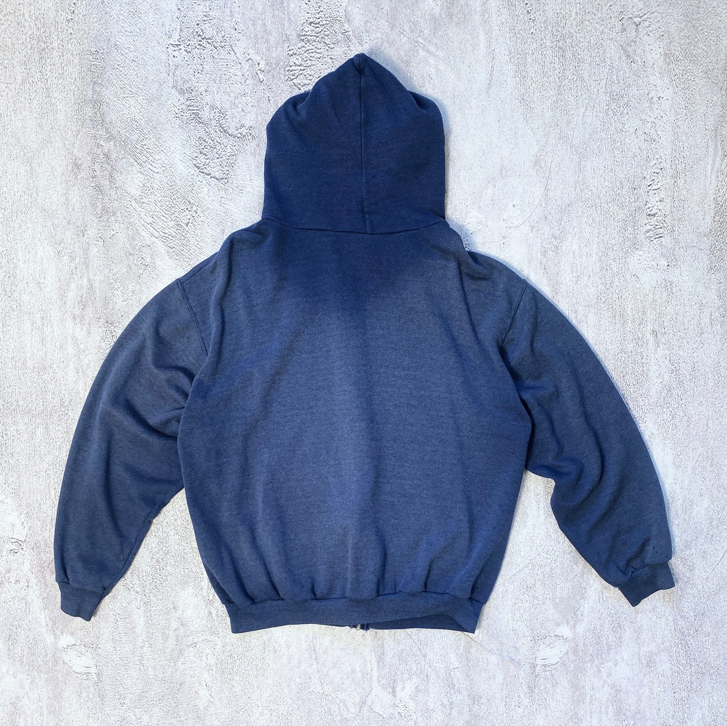 VINTAGE FADED BLUE ZIP UP HOODIE- 1980'S SIZE XL