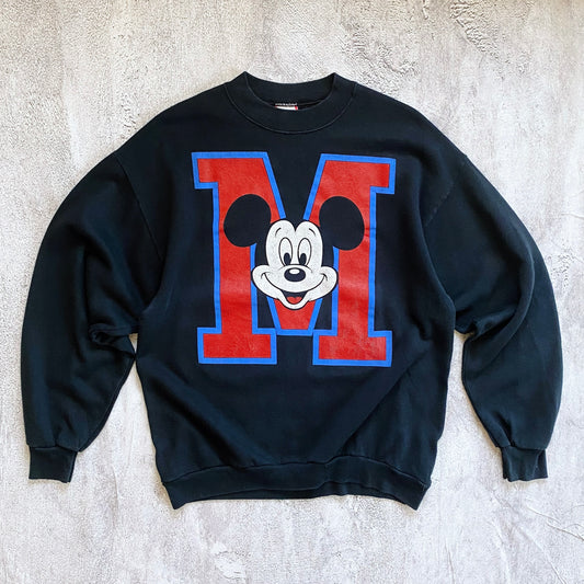 VINTAGE BLACK MICKEY MOUSE SWEATSHIRT-1980'S SIZE XL