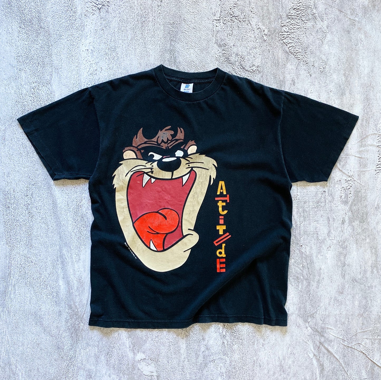 VINTAGE SINGLE STITCH TAZ ATITUDE TEE-1990'S SIZE XL