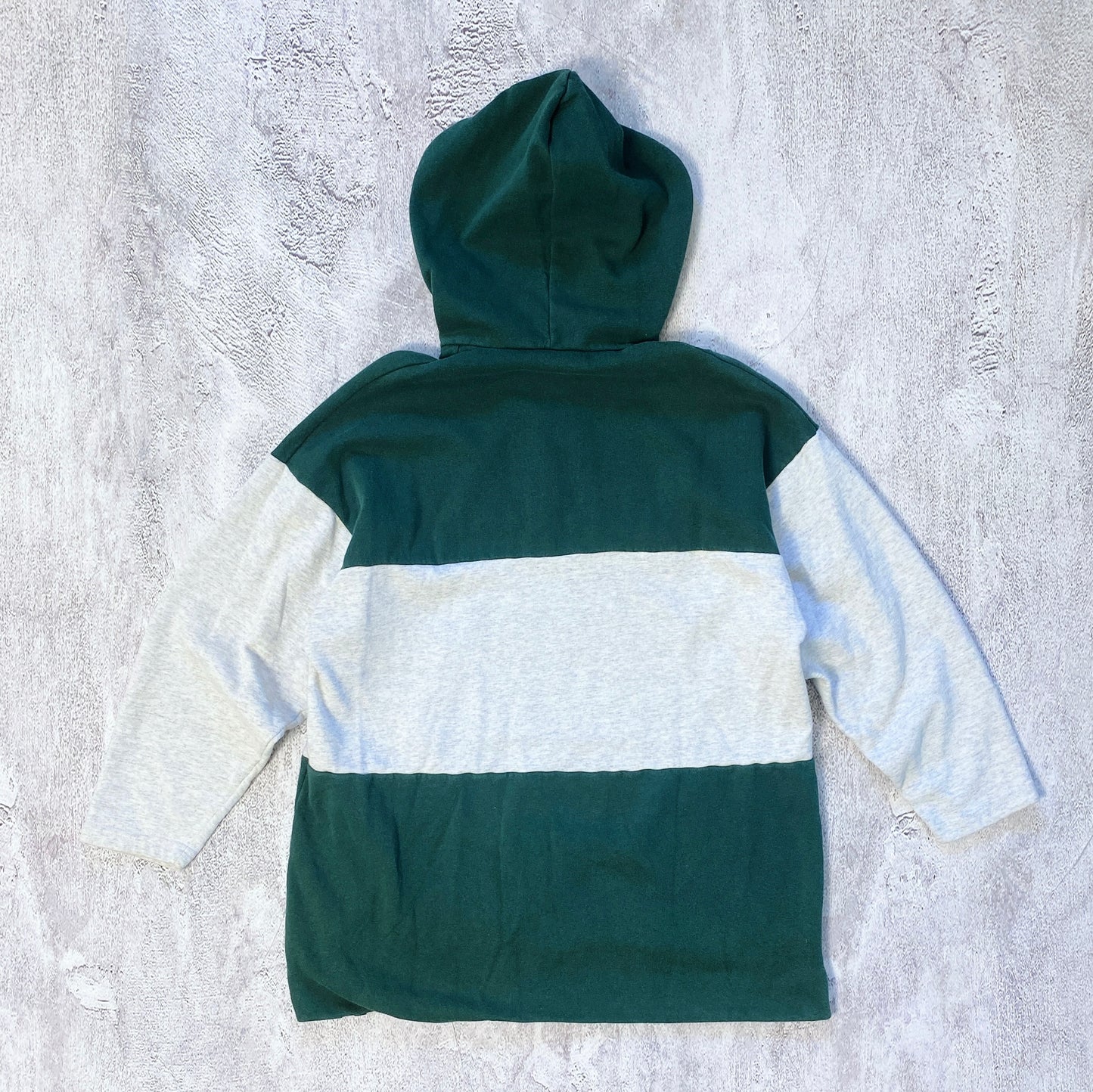 VINTAGE GREEN AND HEATER GREY WILLI WEAR HODDIE- 1990'S SIZE L/XL