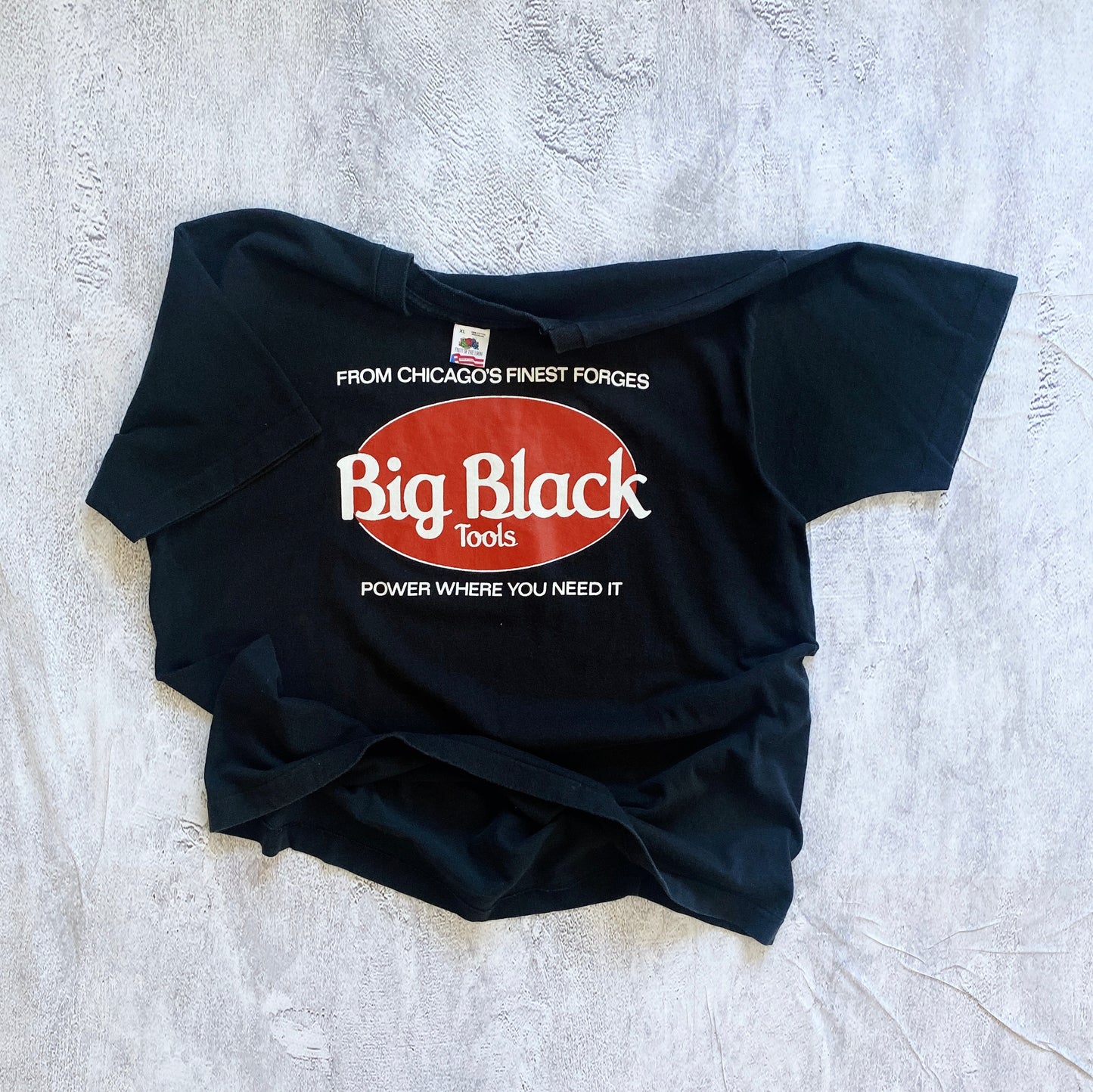 VINTAGE SINGLE STITCH "BIG BLACK TOOLS" BAND TEE-1990S XL