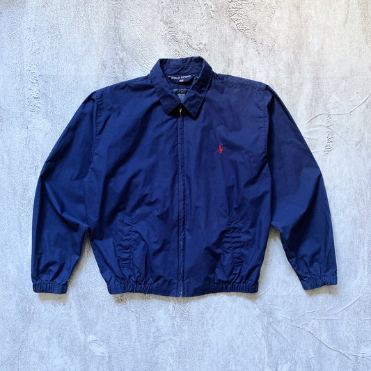 VINTAGE NAVY BLUE POLO SPORT WINDBREAKER JACKET-1990'S SIZE L