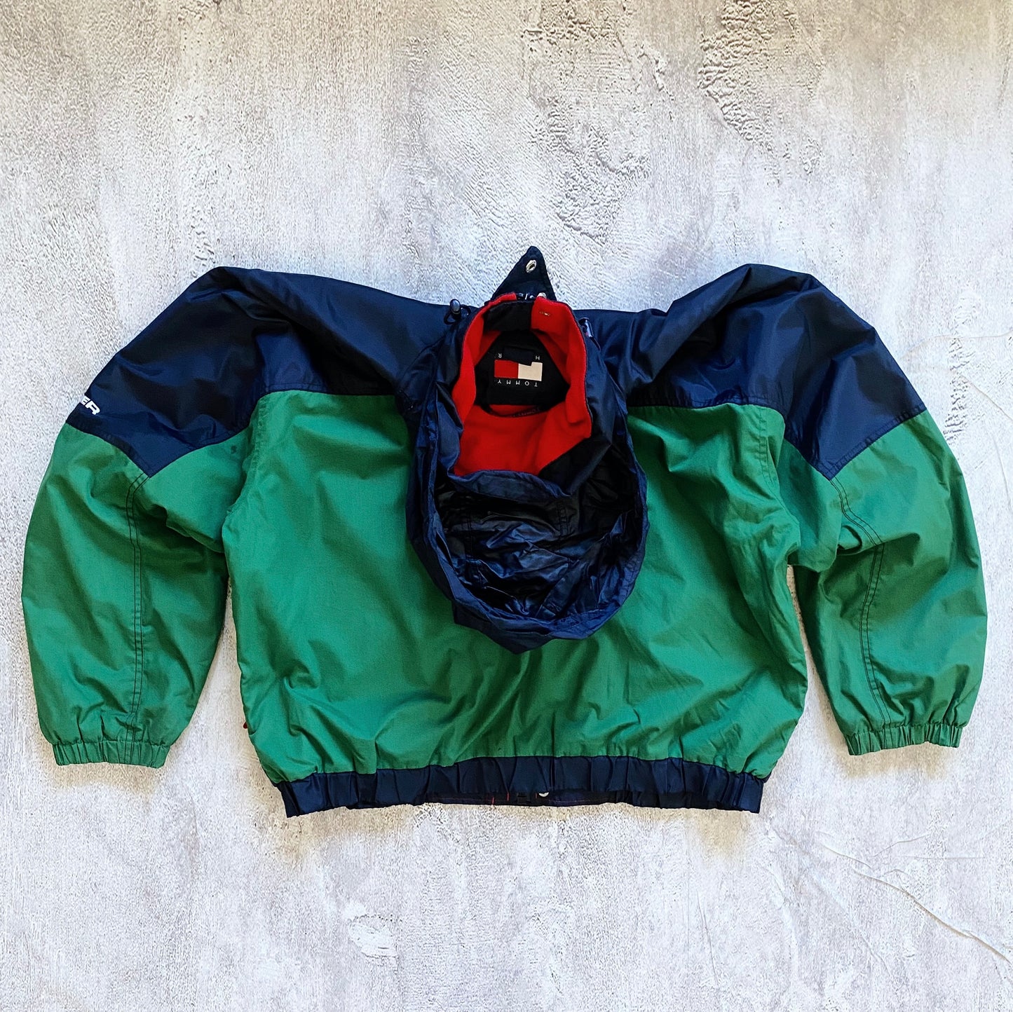 VINTAGE BLUE/GREEN TOMMY HILFIGER JACKET-1990'S SIZE L