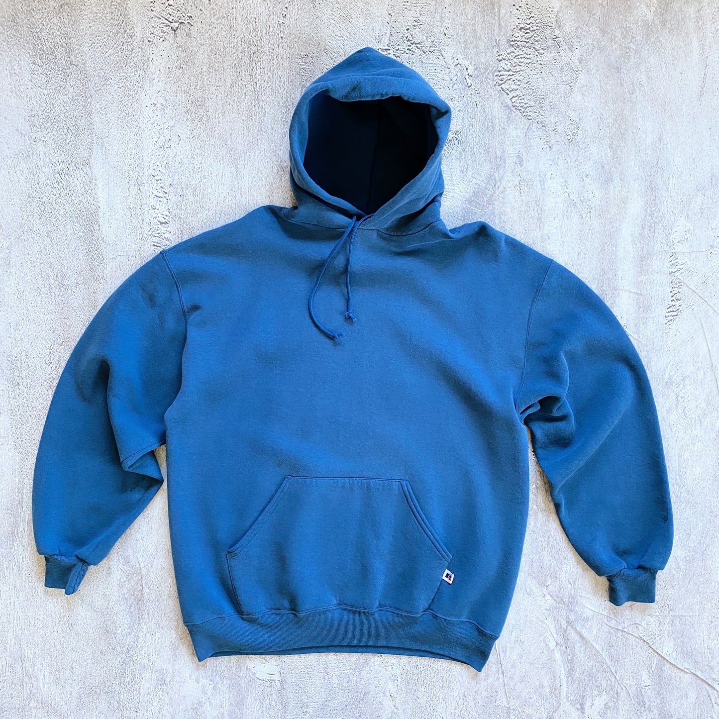 VINTAGE BLUE RUSSELL ATHLETIC HOODIE-1990'S SIZE XL