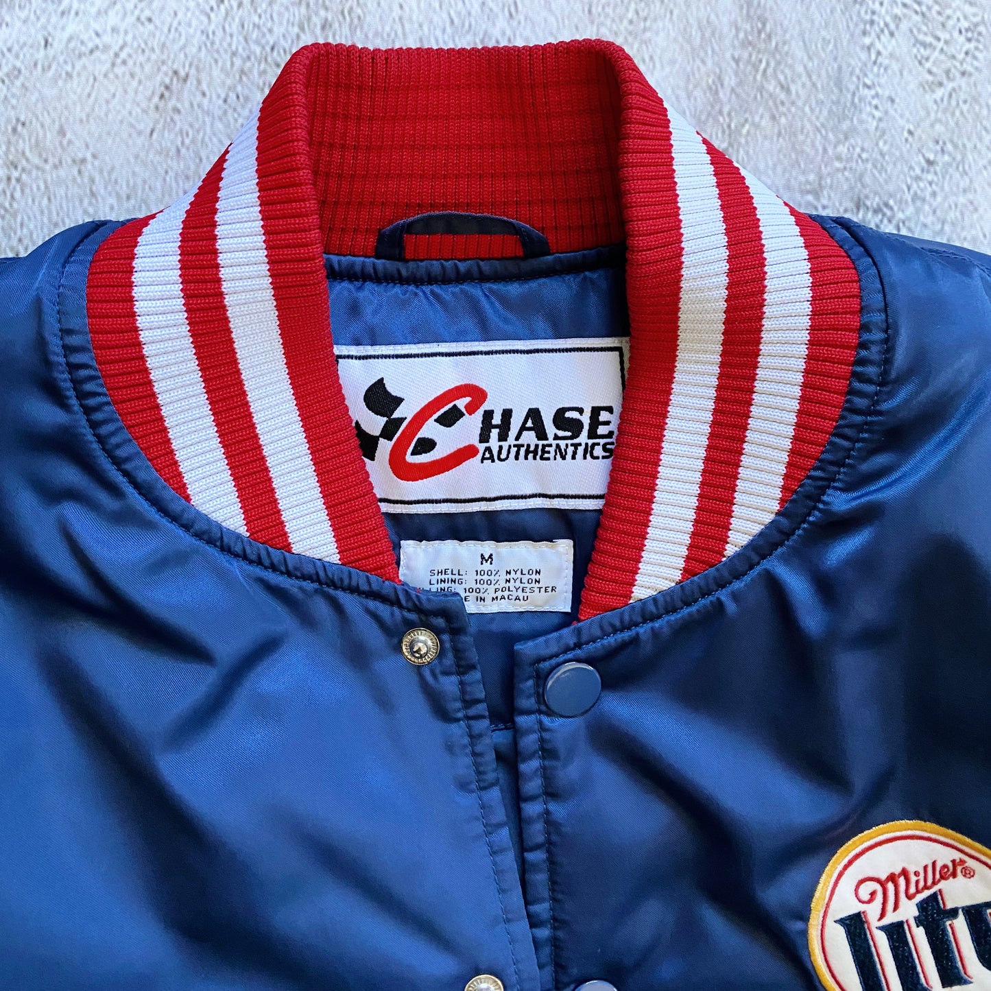 VINTAGE NASCAR MILLER TIME BOMBER JACKET-1990'S SIZE M/L