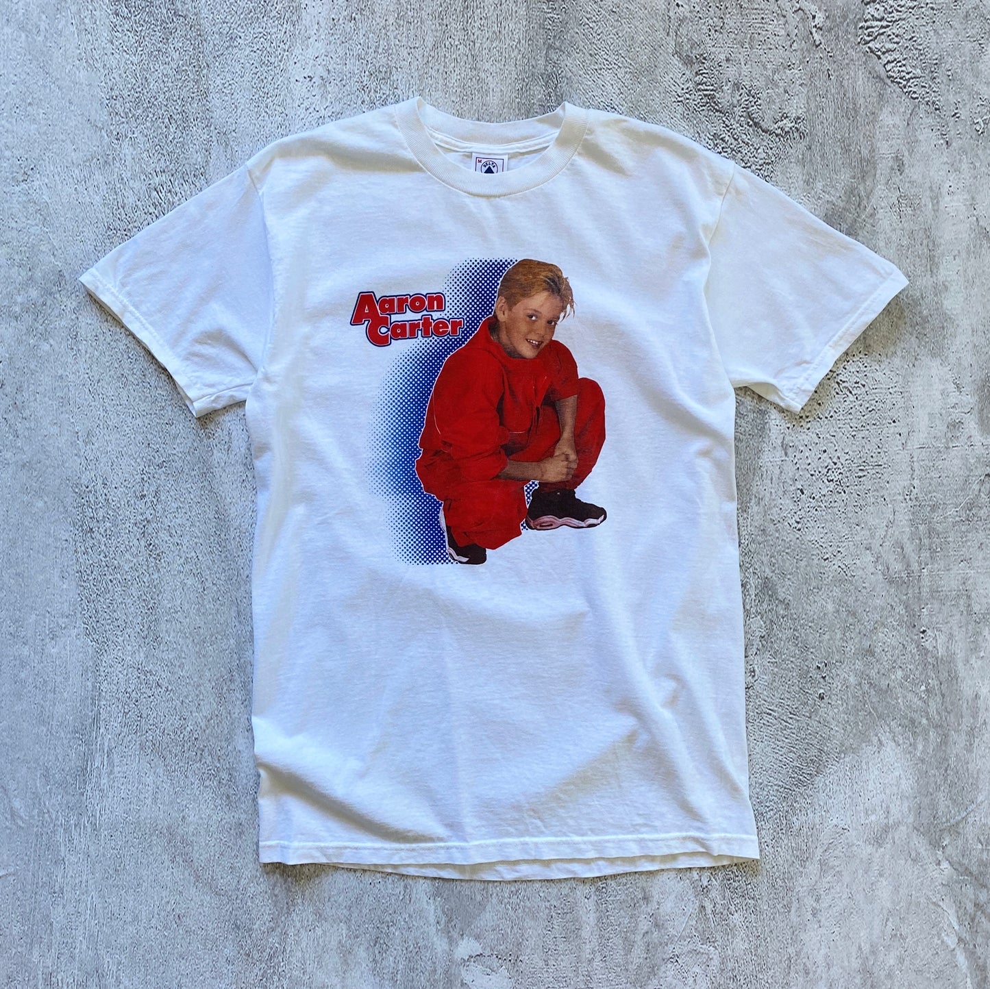 VINTAGE WHITE AARON CARTER TEE- EARLY 2000'S SIZE M