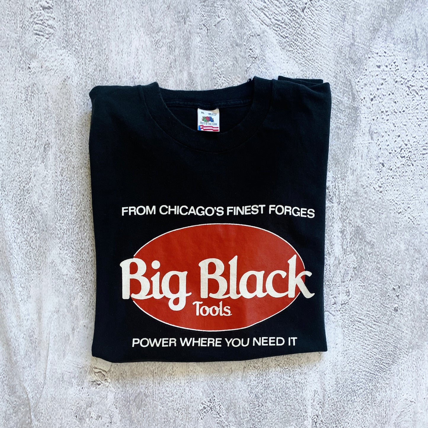 VINTAGE SINGLE STITCH "BIG BLACK TOOLS" BAND TEE-1990S XL