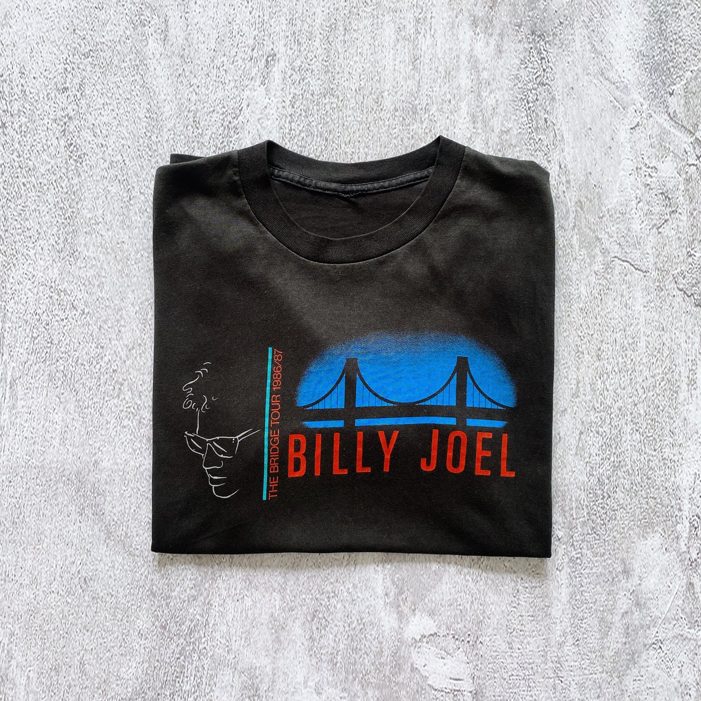 VINTAGE SINGLE STITCH BILLY JOEL THE BRIDGE TOUR TEE-1980'S SIZE S