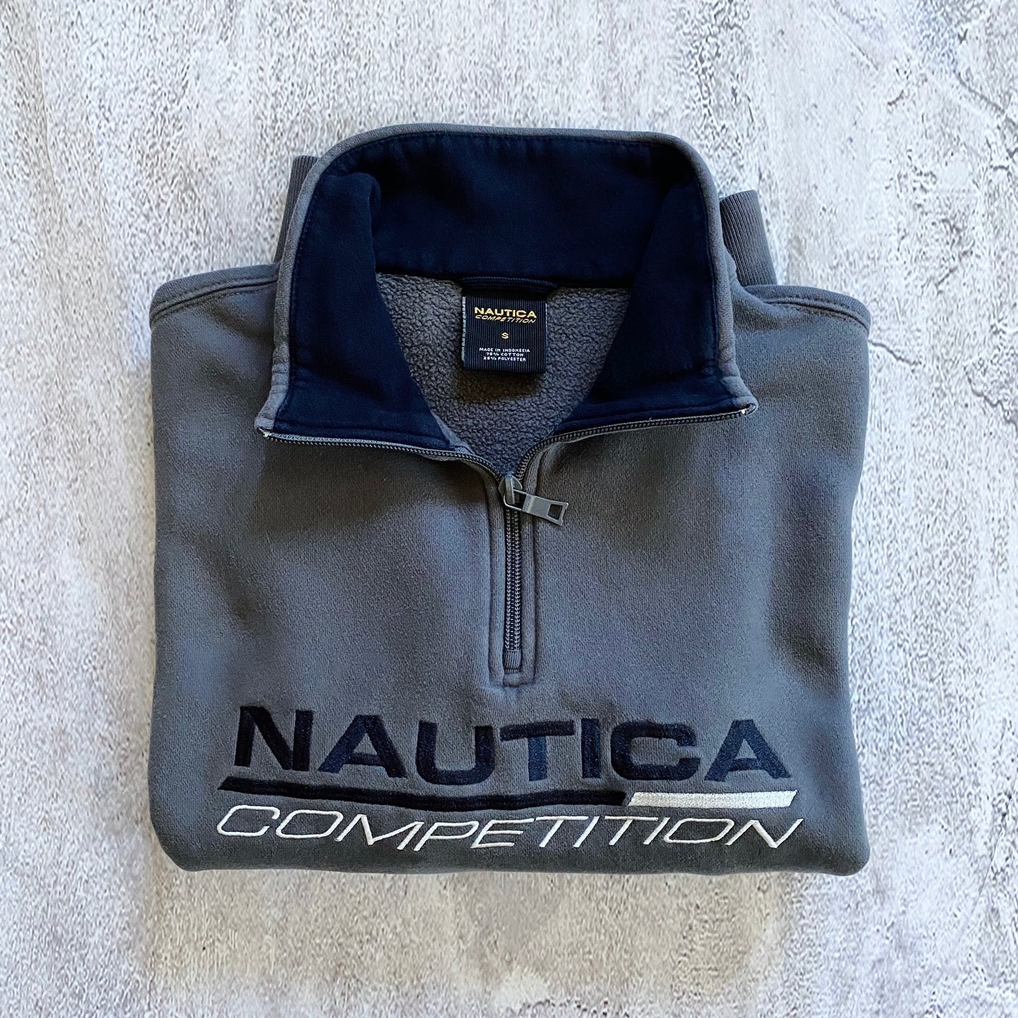 VINTAGE NAUTICA COMPETITION QUARTER ZIP UP FLEECE-1990'S SIZE S