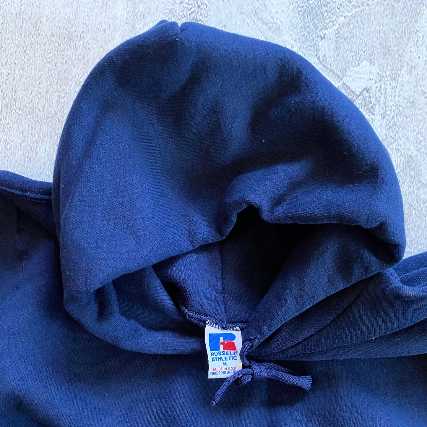 VINTAGE NAVY BLUE RUSSELL ATHLETIC HOODIE-1990'S SIZE M